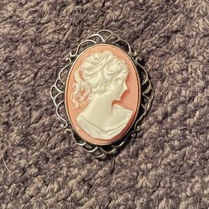 Vintage Cameo Brooch 925 Silver